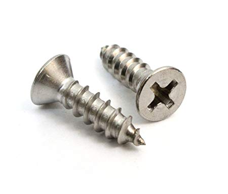 #4 x 3/4" Stainless Flat Head Phillips Wood Screw, (100 pc), 18-8 (304) Stainless Steel Screw by Bolt Dropper