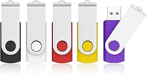 32GB USB 3.0 Flash Drive 5 Pack, KOOTION USB 3.0 Memory Stick with LED Indicator Swivel Thumb Drives Bulk U Disk 32GB Pendrive Jump Drive Zip Drive for Data Storage (32GB, 5 Pack, Silver Clip)