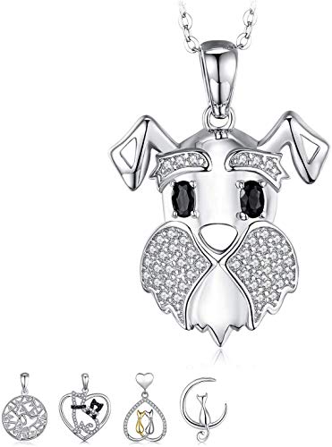 JewelryPalace 925 Sterling Silver Cubic Zirconia Cat Face Heart Cats Mother and Child Pendant Necklace 18 Inches Box Chain