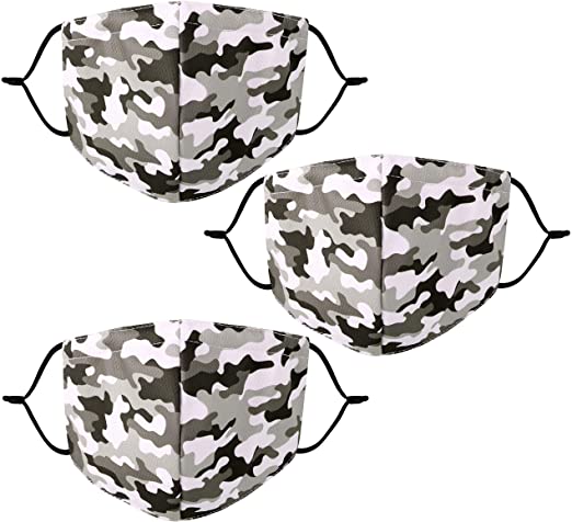 Lullaby 3 Pack Double Layer Unisex Washable Bandana Reusable Face Madk Camo Grey USA Stock