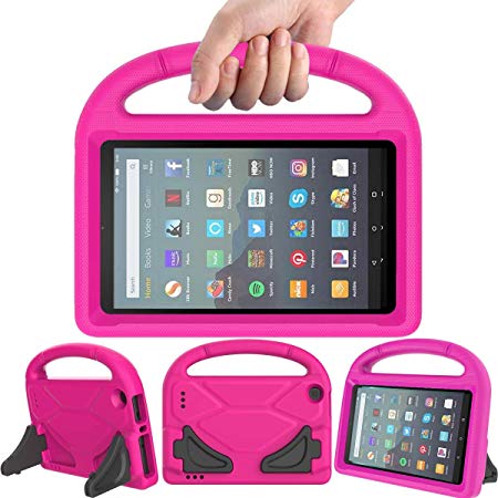 eTopxizu Kids Case for All New Amazon Fire 7 2019/2017 - Light Weight ShockProof Handle Foldable Stand Kids Friendly Case for Fire 7 Inch Tablet (9th & 7th Generation, 2019 & 2017 Release), Rose Pink