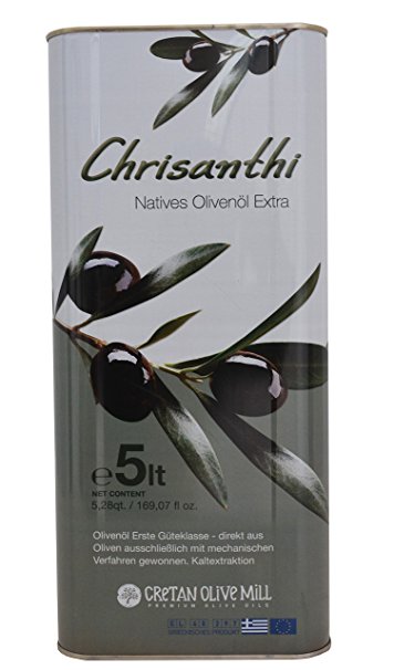 Chrisanthi Extra Virgin Premium Olive Oil from Greece / Crete Tin 5 Litre