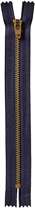 Coats&Clark F2707-013 Brass Jean Metal Zipper, 7", Navy
