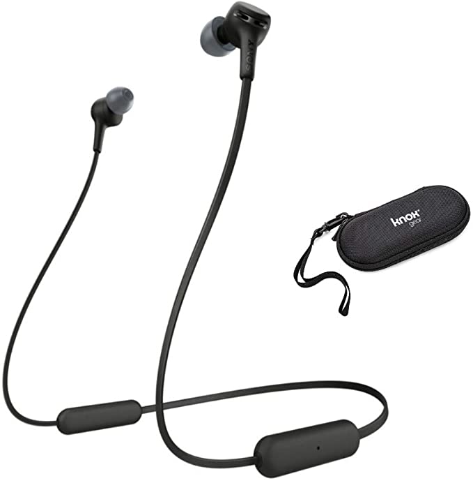 Sony WI-XB400 Extra Bass Wireless in-Ear Headphones (Black) with Knox Gear Hardshell Earphone Case (2 Items)