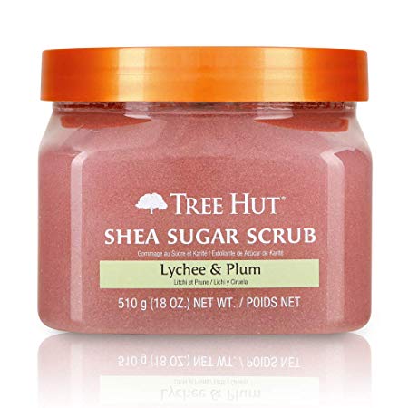 Tree Hut Shea Sugar Scrub Lychee & Plum, 18oz, Ultra Hydrating & Exfoliating Scrub for Nourishing Essential Body Care (Pack of 3)