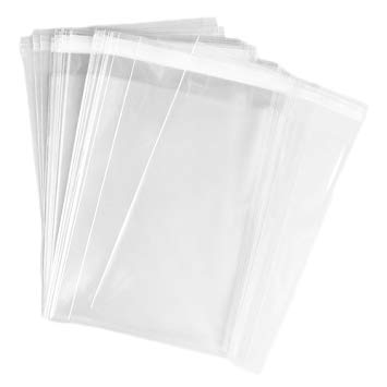 100ct Clear Cello Bags 8x10 Adhesive - 2 mils Thick Self Sealing Knurling Edges OPP Plastic Bags for Wedding Christmas Birthday Cookie Candy Buffet Supply (8'' x 10'')
