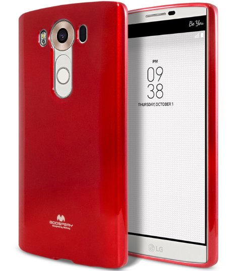 LG V10 Case, [Ultra Slim Fit] Goospery® Pearl Jelly Case [Pearl Glitter] Premium TPU Case Cover [Anti-Yellowing / Discoloring Finish] for LG V10 - Red
