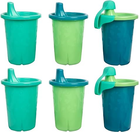 The First Years GreenGrown Reusable Spill-Proof Sippy Cups – Toddler Sippy Cup – 6 Pack - Blue