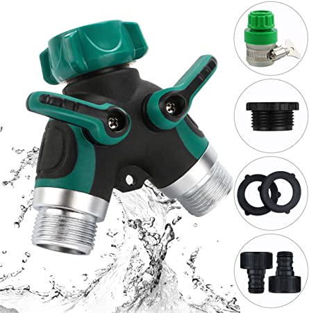 2 Way Garden Hose Splitter, TedGem 2 Way Hose Connector,Water Flow Regulator and Shut Off, 2 Way Hose Splitter, Garden Hose Connector with Comfortable Rubberized Grip