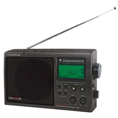 C Crane CCRadio-2E Enhanced Portable AM FM Weather and 2-Meter Ham Band Black CC2BE