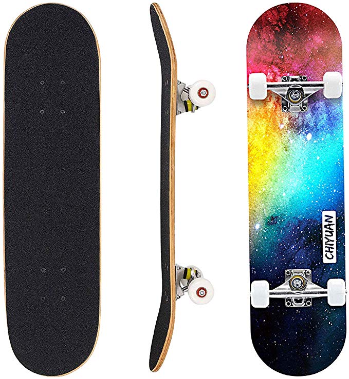 Eseewin Skateboard 7 Layers Decks 31"x8" Pro Complete Skate Board Maple Wood Longboards for Teens Adults Beginners Girls Boys Kids