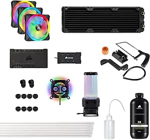 Corsair Hydro X Series iCUE XH305i RGB PRO Kit de Refrigeración Personalizada (Circuito Refrigeración para CPU, Bloque de Refrigeración Líquida CPU, Pack Bomba/Depósito D5, 3 Ventiladores RGB) Blanco