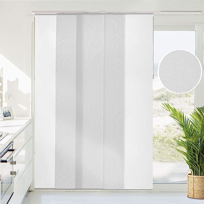 CHICOLOGY Sliding Door Blinds, Room Divider, Vertical Blinds,Blinds for Sliding Glass Doors, Temporary Wall, Closet Curtain, Room Door, Brunch Grey (Light Filtering) W:46-86 x H:Up-to 96 inches