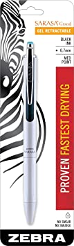 Zebra Pen Sarasa Grand Retractable Gel Ink Pen, White Barrel, Medium Point, 0.7mm, Black Ink, 1-Count