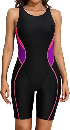 ATTRACO Athletic One Piece Swimsuits for Women Boyleg Swimwear Racerback Bathing Suits