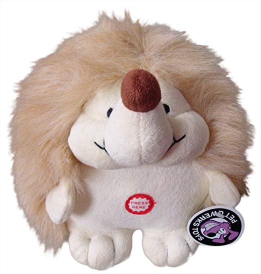 Pet Qwerks Hedgehog Interactive Plush Toy with Cute Chattering Electronic Sounds - Strong & Durable Stuffed Pet Toy with Funny Squeaks for Dogs & Puppies