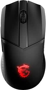 MSI CLUTCH GM41 LIGHTWEIGHT WIRELESS Gaming Mouse - 20000 DPI Optical Sensor, Symmetrical, 60M  Click OMRON Switches, 6-Buttons, 80-Hour Battery, Charging Dock, 1ms Latency, RGB, 74g - Wired/Wireless