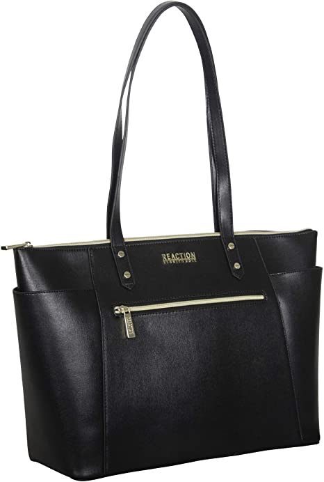 Kenneth Cole Reaction Women's Downtown Darling Faux Leather 15" Top Zip Laptop Tote, Black