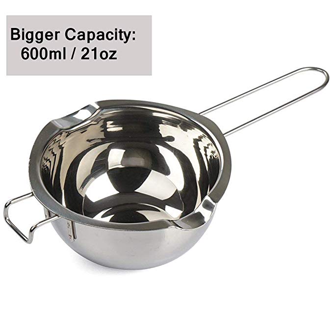 Double Boiler,Candle Making Kit,304 Stainless Steel Melting Pot for Butter Chocolate Candy Butter Cheese, Capacity (600ml / 21oz)