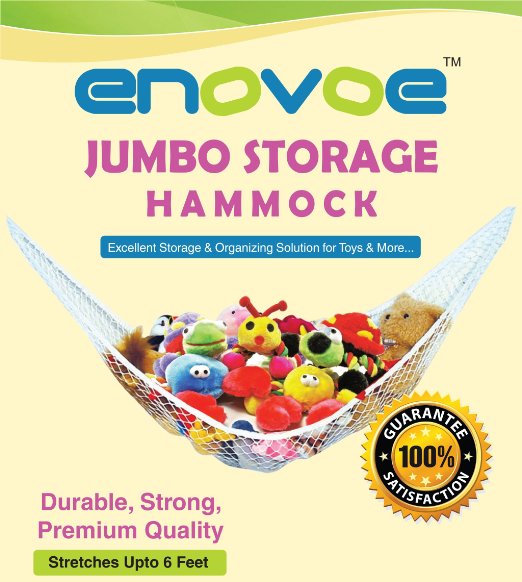 Enovoe Stuffed Animal Toy Hammock - Best For Keeping Rooms Clean, Organized & Clutter-Free Comes with Bonus Free e-Book Toy Organizer Storage Net is Durable & Easy to Install