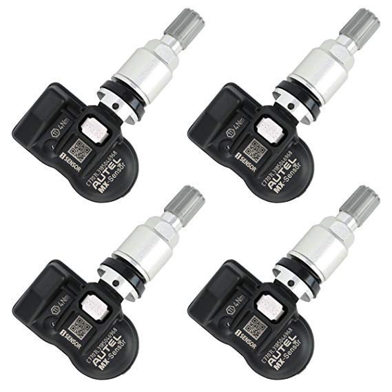 Autel MX-Sensor 2 in 1 (315MHz + 433MHz) Clamp-in 100% Cloneable TPMS Programmable Sensors for Tire Pressure Monitoring System(Metal Valves,Set of 4 Pieces)