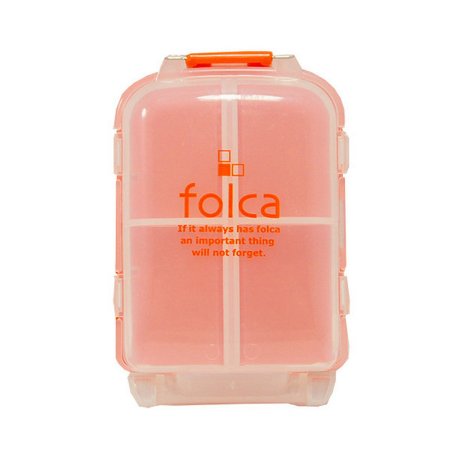 Folca Compact Pill Case, Orange - 8 Compartments