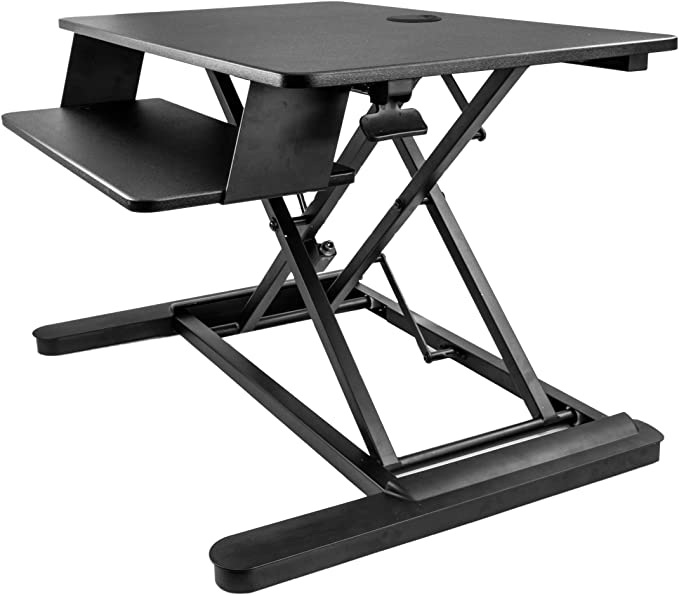 StarTech.com Sit Stand Desk Converter with Keyboard Tray - Large 35” x 21" Surface - Height Adjustable Ergonomic Desktop/Tabletop Standing Workstation - Holds 2 Monitors - Pre-Assembled (ARMSTSLG)