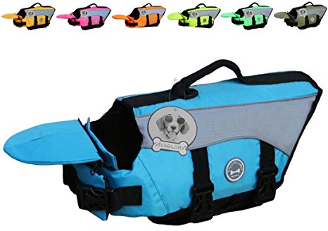 Vivaglory Dog Life Jackets Life Saver Preserver Vest with Extra Padding and Extreme Bright Color for Dogs