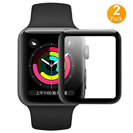 [2-Pack]ROITON for Apple Watch 1/2/3/4 Screen Protector 38MM, Full Coverage Tempered Glass,9H Hardness,Anti-Scratches,Anti-Fingerprint,Bubble Free,Screen Protector for iWatch Series 4/3/2/1 (38MM)