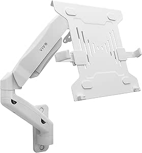 VIVO Height Adjustable Pneumatic Extended Arm Laptop Wall Mount, Full Motion Articulating Notebook Tray, Fits 10 to 15.6 inch Screen, White, MOUNT-V001GLW