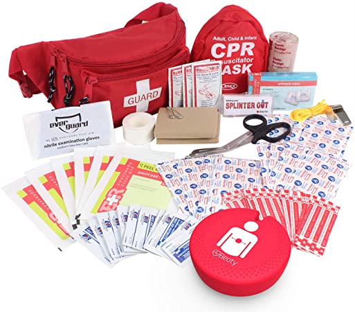 Ever Ready First Aid, Fanny Pack/Hip Pack, Fully Stocked First Aid Kit with Adult & Infant CPR Combo Masks with Beaty