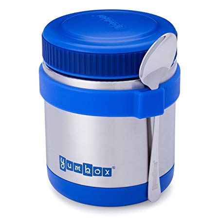 Yumbox Zuppa - Wide Mouth Thermal Food Jar 14 oz. (1.75 cups) with a removable utensil band - Triple Insulated Stainless Steel - Stays Hot 6 Hours or Cold for 12 Hours - Leak Proof - in Neptune Blue