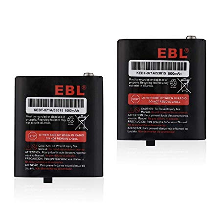 EBL 3.6V 1000mAh Two-Way Radio Rechargeable Battery for Motorola 53615 m53615 KEBT-071-A KEBT-071-B KEBT-071-C KEBT-071-D Talkabout 5950 T4800 T4900 T5000 T5800 T9500R FV500 Series HKNN4002A HKNN4002B Ni-MH 2 Pack