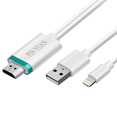 Lightning to HDMI Adapter,iPhone to HDMI Cable,Lightning Digital AV Cable to HDMI 1080P HD Convertor for iPhone,iPad, iPod and projector