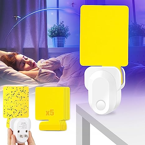 1 Pack Electronic Flying Insect Trap Plug in, Flea, Mosquito, Fly, Gnat, Moth, and Bug Killer Catcher, Fruit Flying Traps for Indoor and Office, Mosquito Trap with Night Light and 10 Sticky Boards