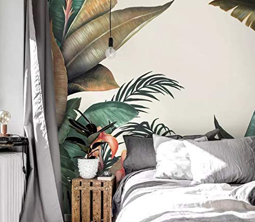 Murwall Leaf Wallpaper Tropical Leaves Wall Mural Vintage Palm Leaves Wall Print Exotic Home Decor