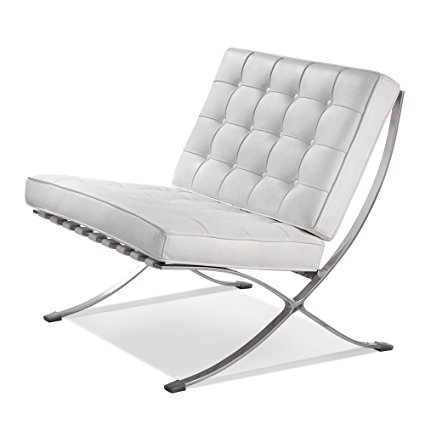 ArtisDecor Premium Lounge Chair Made with Top Grain Italian Leather - White