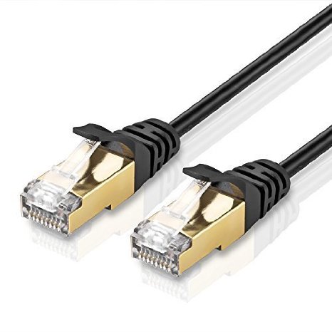 TNP Cat7 Ethernet Network Cable (3 FT) - High Performance 10 Gigabit Ethernet 600MHz with Professional Gold Plated Snagless RJ45 Connector Premium Shielded Twisted Pair S/STP Patch Plug Wire Cord