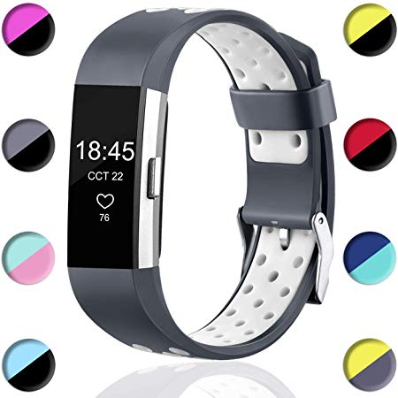 Wepro Bands Replacement for Fitbit Charge 2 HR with Air Holes, Colorful, Large, Small