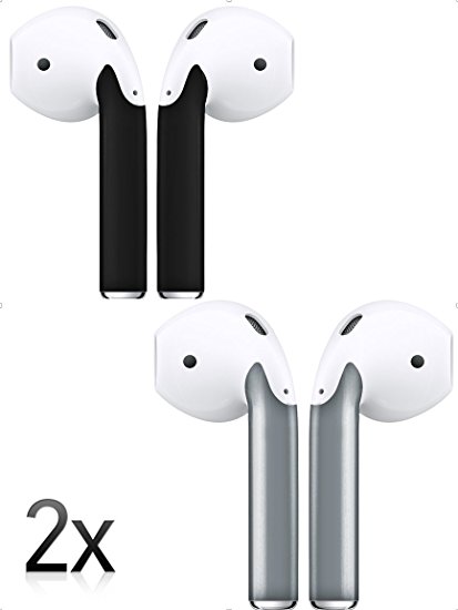 AirPod Skins Stylish and Protective Wraps - Covers for Your Apple AirPods (Matte Black AND Titanium Bundle)