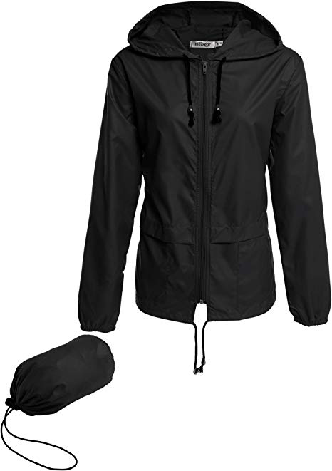 Beyove Women's Rain Jacket Lightweight Active Outdoor Waterproof Packable Hooded Raincoat