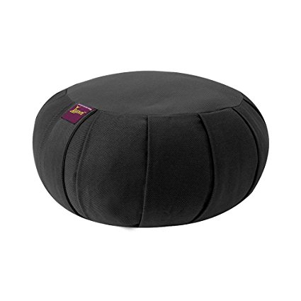 Yogavni Yogavni-Zafu-Round-Cotton-Black Round Pure and Natural Cotton Filled Yoga Meditation Zafu Cushion, Black