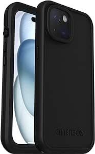 OtterBox Fre Case for iPhone 15 for MagSafe, Waterproof (IP68), Shockproof, Dirtproof, Sleek and Slim Protective Case with Built in Screen Protector, x5 Tested to Military Standard, Black