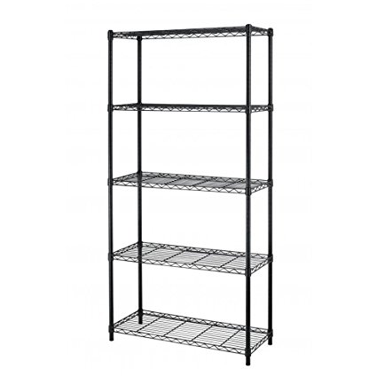 SortWise ® Extra Large 70-Inch Height Heavy Duty Steel Adjustable Wire Shelving,5 Shelves, Black