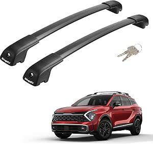 BougeRV Lockable Roof Rack Cross Bars Compatible with Kia Sportage 2023-2025 X-Line AWD/Sportage X-Pro/Sportage X-Pro Prestige with Raised Rails, Aluminum Crossbar Luggage Rack(Not for Flush Rails)