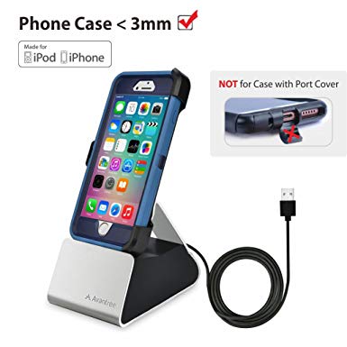 Avantree Charging Dock with Mfi Cable, Support Thick Case without Charging Port Cover, USB Data Sync Dock Charging Station Compatible with iPhone X, iPhone 8, 8 plus, 7 plus, 6