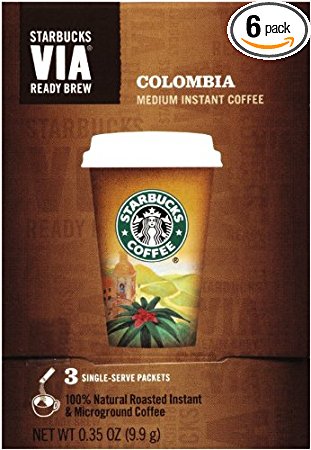 Starbucks VIA Ready Brew Coffee, Colombia Medium, 3- Count Packets (Pack of 6)