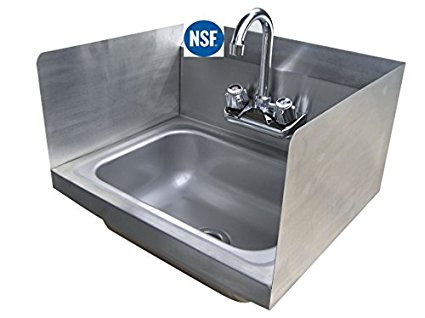 Stainless Steel Hand Sink with Side Splash - NSF - Commercial Equipment 16" X 16"