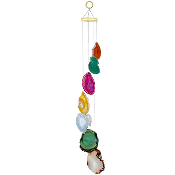 rockcloud Agate Slices Geode Wind Chime Home Garden Decoration Figurine Large Size