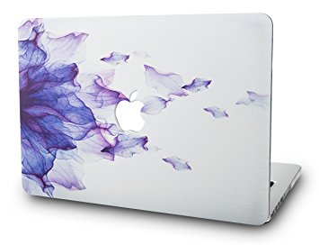 KEC MacBook Air 13 Inch Case Plastic Hard Shell Cover Protective A1369 / A1466 (Purple Flower)